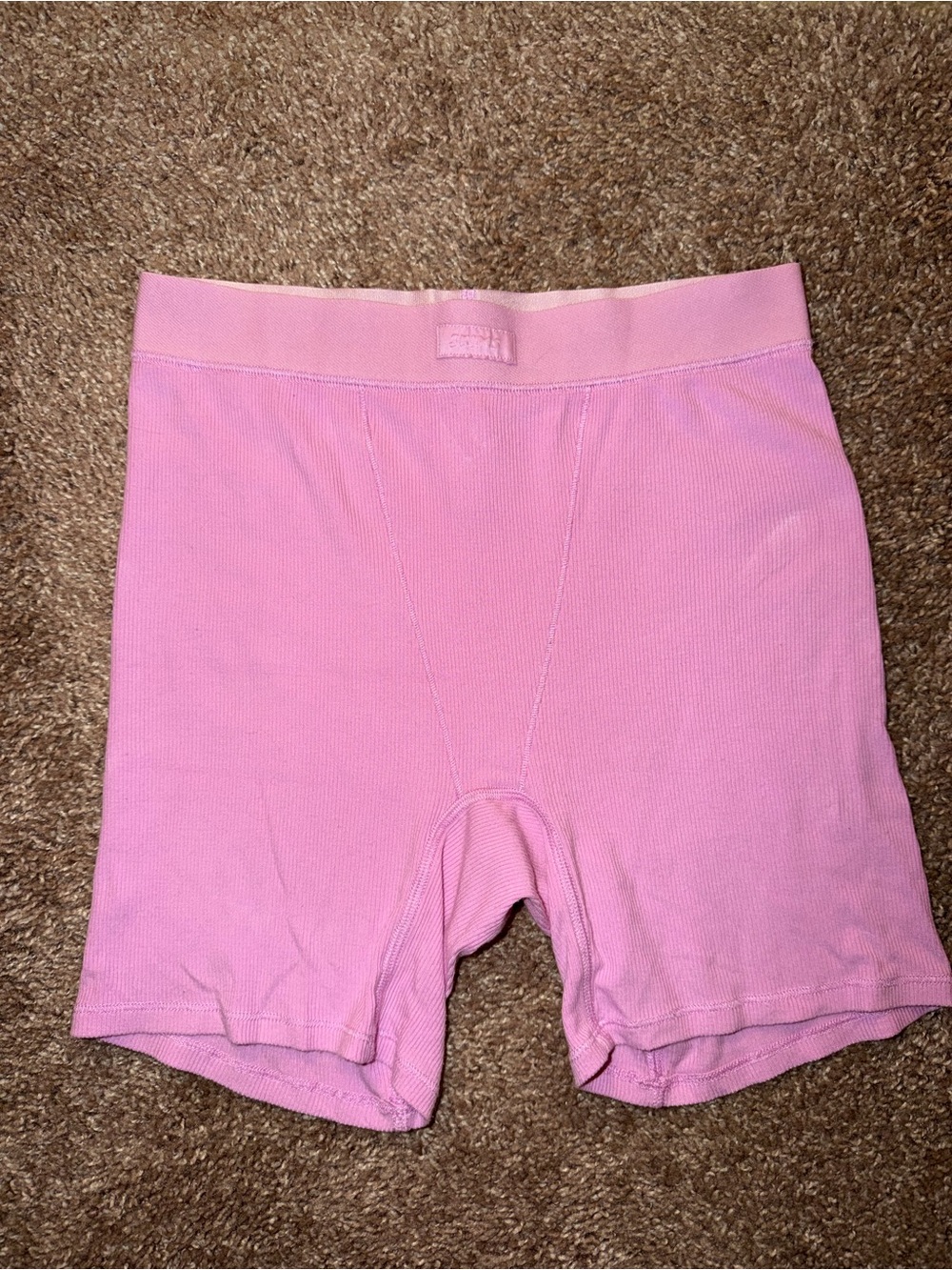 SKIMS Pink Ribbed Bike Shorts